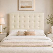 Cabeceira Ana Estofada material sintético Modena P/ Cama Box Casal King 195cm Quarto