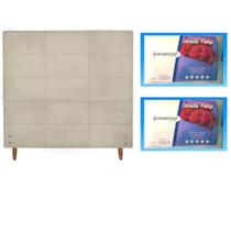 Cabeceira Anita 1.40 para cama casal suede bege(Compre e leve 2 travesseiros fibra siliconada)