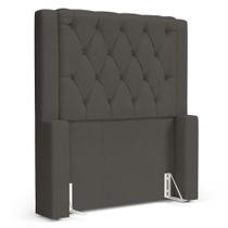 Cabeceira Atena Para Cama Box Solteiro 90cm Capitonê com Frame Linho Cacau - Desk Design