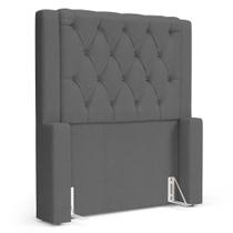 Cabeceira Atena Para Cama Box Solteiro 90cm Capitonê com Frame Linho Cinza Escuro - Abmaza Cabeceira Atena Para Cama Box Solteiro 90cm Capitonê com Frame Linho Cinza Escuro - Abmaza