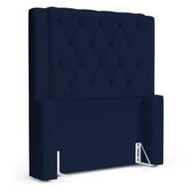 Cabeceira Atena Para Cama Box Solteiro 90cm Capitonê com Frame Suede Azul Marinho - Desk Design Cabeceira Atena Para Cama Box Solteiro 90cm Capitonê com Frame Suede Azul Marinho - Desk Design