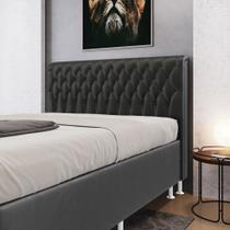 Cabeceira Bellatrix 160 Decorativa de Cama Queen N-022 Veludo Chumbo Aradecor