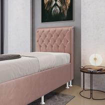 Cabeceira Bellatrix 90 para Cama Box de Solteiro N-031 Veludo Rosê Claro Aradecor