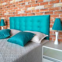 Cabeceira Botonê 15 Suede Liso Azul Turquesa Queen 160 X 60 Cm