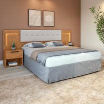 Cabeceira Box 1,60 Easy Glow Tecido Corano Bege Com Led Amendoa Clean - Móveis Lopas Cabeceira Box 1,60 Easy Glow Tecido Corano Bege Com Led Amendoa Clean - Móveis Lopas