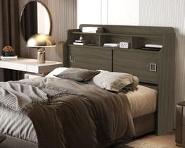 Cabeceira Box 1,60 Queen Jessica para quarto casal 2 portas nicho e prateleiras
