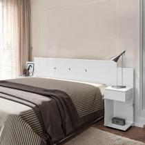 Cabeceira Box Ajustável com Mesa de Cabeceira Bruna Branca Cabeceira Box Ajustável com Mesa de Cabeceira Bruna Branca