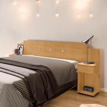 Cabeceira Box Ajustável com Mesa de Cabeceira Bruna Naturalle Cabeceira Box Ajustável com Mesa de Cabeceira Bruna Naturalle