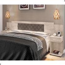 Cabeceira Box Bruna Amarula com Capitonê Bege Escuro