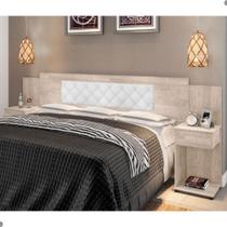 Cabeceira Box Bruna Amarula com Capitonê Branco Cabeceira Box Bruna Amarula com Capitonê Branco