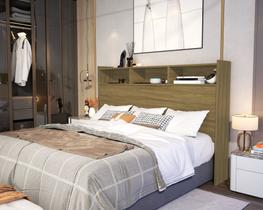 Cabeceira Box Cama Casal 1,40 Melissa Com Prateleira e Nicho para Quarto
