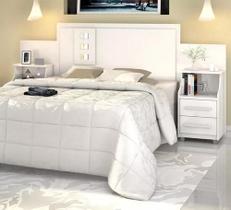 Cabeceira Box Cama Casal, Queen ou King Com Mesa de Cabeceira Branco Cabeceira Box Cama Casal, Queen ou King Com Mesa de Cabeceira Branco