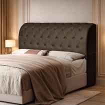 Cabeceira Box Capitone Com Bau Organizador Casal 1.40mt 140cm Antonela Para Quarto Luxuoso