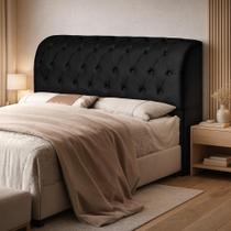 Cabeceira Box Capitone Com Bau Organizador Casal 1.40mt 140cm Antonela Para Quarto Luxuoso