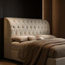 Cabeceira Box Capitone Com Bau Organizador Casal 140cm 1,4m Antonela