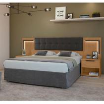 Cabeceira Box Casal 160 Ambiente Calitan Amêndoa Clean com Led - Lopas