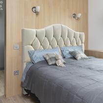 Cabeceira Box Casal Almofadada Capitonê Provençal Suede Creme 140 x 120 Cm RBL