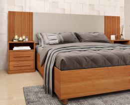 Cabeceira Box Casal com 4 Gavetas Ripado Espresso Móveis