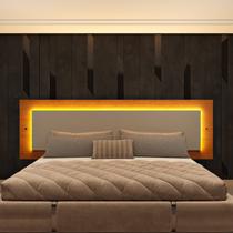 Cabeceira Box Casal/Queen com LED Orgânica Luna 100% MDF 268cm x 72cm Yescasa Cabeceira Box Casal/Queen com LED Orgânica Luna 100% MDF 268cm x 72cm Yescasa