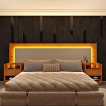 Cabeceira Box Casal/Queen Organica Luna 100% MDF com LED E 2 Gavetas 268cm x 72cm Yescasa Marrom Cinamomo/Off White Cabeceira Box Casal/Queen Organica Luna 100% MDF com LED E 2 Gavetas 268cm x 72cm Yescasa Marrom Cinamomo/Off White