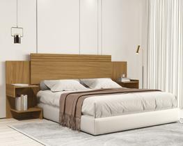 Cabeceira Box Casal/Queen Para Quarto Com Mesa de Cabeceira Prateleira Lateral Aurora Design Moderno 100% MDF