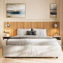 Cabeceira Box Efeito Ripado Cross Casal 144,70x60cm Freijó - Movelove