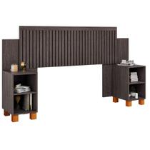 Cabeceira Box Flex Mumbai Ripada com Mesas Laterais Nicho