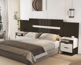 Cabeceira Box Luiza Casal e Queen Extensível 1,40 1,60 mdf moderna com mesa de cabeceira para quarto