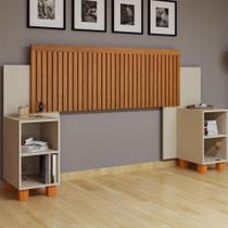 Cabeceira Box Mumbai Ripada Mdf Reforçado Ajustável para Casal e Queen com Nicho Off White/naturale