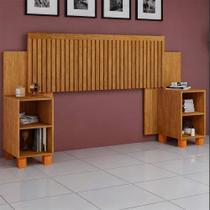 Cabeceira Box Mumbai Ripada Regulável com Nicho Extensível para Cama Casal e Queen - Naturale