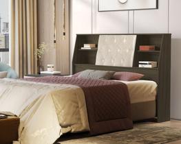 Cabeceira Box Para Colchão Casal 1,40 Nubia Castanho Moderno Com Estofado Sued Bege Para Quarto Design Classico Cabeceira Box Para Colchão Casal 1,40 Nubia Castanho Moderno Com Estofado Sued Bege Para Quarto Design Classico