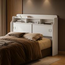 Cabeceira Box Queen Casal Jessica 160cm com Prateleiras Nicho E Portas de Correr Super Elegantes Robusta em MDF