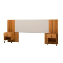 Cabeceira Box Ripada 106x225cm Lady Marrom Nature/Off White