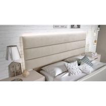 Cabeceira Box Shop Line King 1,95m Painel Em Suede Bege Cabeceira Box Shop Line King 1,95m Painel Em Suede Bege