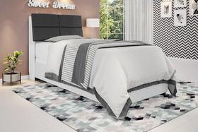 Cabeceira box Solteiro 0,88 Isis Branco com Painel Class Preto - Framar Móveis Cabeceira box Solteiro 0,88 Isis Branco com Painel Class Preto - Framar Móveis