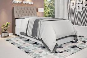 Cabeceira box Solteiro 0,88 Isis Chocolate com Capitonê Bege - Framar Móveis