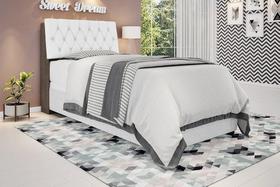 Cabeceira box Solteiro 0,88 Isis Chocolate com Capitonê Branco - Framar Móveis