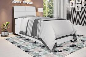 Cabeceira box Solteiro 0,88 Isis Chocolate com Painel Class Branco - Framar Móveis