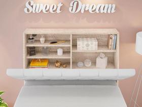 Cabeceira Box Solteiro Isis Amarula com Capitonê Branco Cabeceira Box Solteiro Isis Amarula com Capitonê Branco