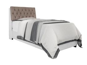 Cabeceira Box Solteiro Isis Branco com Capitonê Bege Cabeceira Box Solteiro Isis Branco com Capitonê Bege