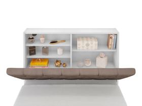 Cabeceira Box Solteiro Isis Branco com Capitonê Bege Escuro Cabeceira Box Solteiro Isis Branco com Capitonê Bege Escuro