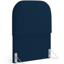 Cabeceira Cama Box 100cm Orgânica Lanna W01 Suede Azul Marinho - Lyam Decor