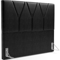Cabeceira Cama Box Casal 140 cm Aurora W01 material sintético Preto Brilho - Lyam Decor