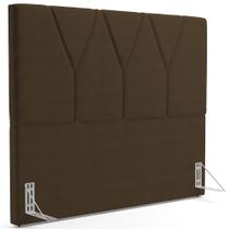 Cabeceira Cama Box Casal 140 cm Aurora W01 Suede Marrom - Lyam Decor