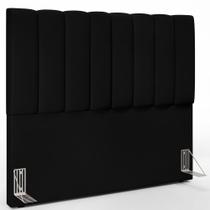 Cabeceira Cama Box Casal 140 cm Dália W01 Suede Preto - Lyam Decor Cabeceira Cama Box Casal 140 cm Dália W01 Suede Preto - Lyam Decor