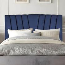 Cabeceira Cama Box Casal 140 Cm Noah Em Suede Com Frame Cor:azul Marinho Cabeceira Cama Box Casal 140 Cm Noah Em Suede Com Frame Cor:azul Marinho