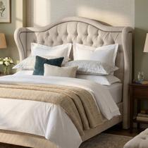 Cabeceira Cama Box Casal 140 cm P05 Lisboa Linho Creme - Lyam Decor Cabeceira Cama Box Casal 140 cm P05 Lisboa Linho Creme - Lyam Decor