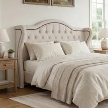 Cabeceira Cama Box Casal 140 cm P05 Lisboa Linho Creme - Lyam Decor Cabeceira Cama Box Casal 140 cm P05 Lisboa Linho Creme - Lyam Decor