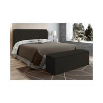 Cabeceira Cama Box Casal 140cm com Calçadeira Baú Paris Veludo Chocolate - JS Móveis