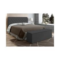 Cabeceira Cama Box Casal 140cm com Calçadeira Baú Paris Veludo Cinza - JS Móveis Cabeceira Cama Box Casal 140cm com Calçadeira Baú Paris Veludo Cinza - JS Móveis